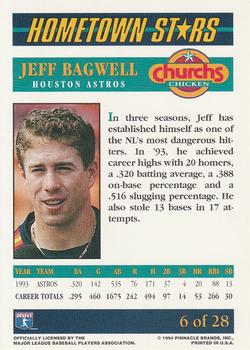 1994 Pinnacle Church's Hometown Stars #6 Jeff Bagwell Back