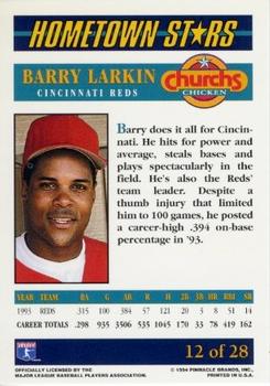 1994 Pinnacle Church's Hometown Stars - Gold #12 Barry Larkin Back