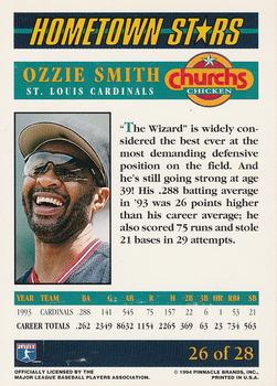 1994 Pinnacle Church's Hometown Stars - Gold #26 Ozzie Smith Back