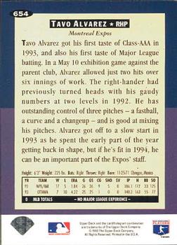 1994 Collector's Choice - Silver Signature #654 Tavo Alvarez Back