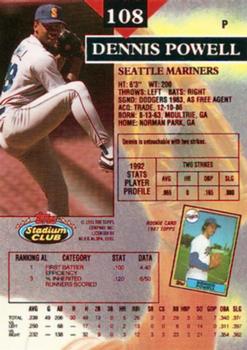 1993 Stadium Club - First Day Production #108 Dennis Powell Back