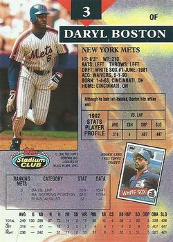 1993 Stadium Club - First Day Production #3 Daryl Boston Back