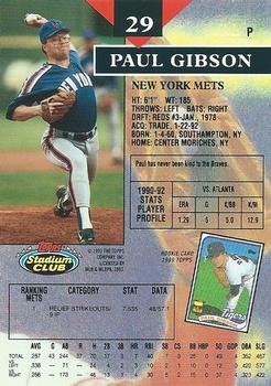 1993 Stadium Club - First Day Production #29 Paul Gibson Back
