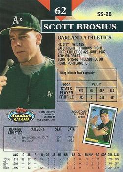 1993 Stadium Club - First Day Production #62 Scott Brosius Back