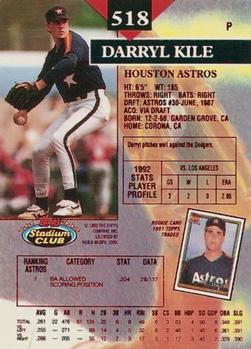 1993 Stadium Club - First Day Production #518 Darryl Kile Back