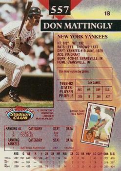 1993 Stadium Club - First Day Production #557 Don Mattingly Back