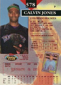 1993 Stadium Club - First Day Production #578 Calvin Jones Back