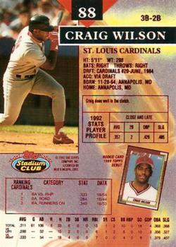 1993 Stadium Club - First Day Production #88 Craig Wilson Back