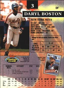 1993 Stadium Club - Members Only #3 Daryl Boston Back