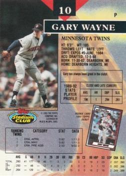 1993 Stadium Club - Members Only #10 Gary Wayne Back