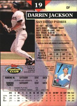 1993 Stadium Club - Members Only #19 Darrin Jackson Back