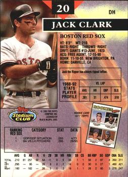1993 Stadium Club - Members Only #20 Jack Clark Back