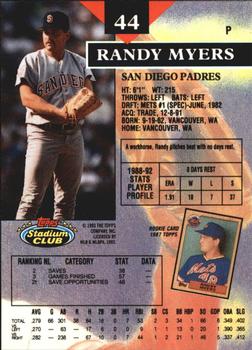 1993 Stadium Club - Members Only #44 Randy Myers Back
