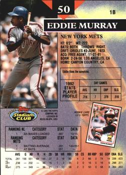 1993 Stadium Club - Members Only #50 Eddie Murray Back
