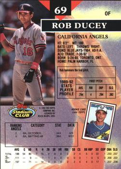 1993 Stadium Club - Members Only #69 Rob Ducey Back