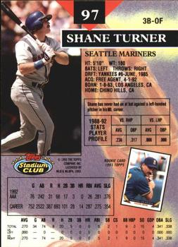 1993 Stadium Club - Members Only #97 Shane Turner Back