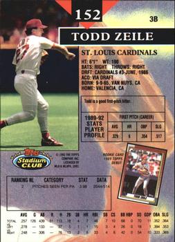 1993 Stadium Club - Members Only #152 Todd Zeile Back