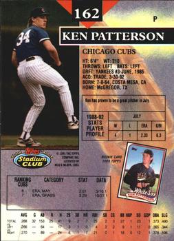 1993 Stadium Club - Members Only #162 Ken Patterson Back