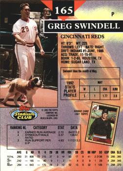 1993 Stadium Club - Members Only #165 Greg Swindell Back