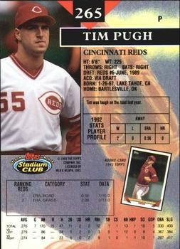 1993 Stadium Club - Members Only #265 Tim Pugh Back