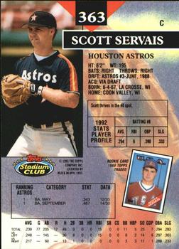1993 Stadium Club - Members Only #363 Scott Servais Back