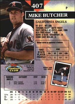 1993 Stadium Club - Members Only #407 Mike Butcher Back