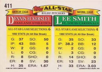 1993 Topps - Gold #411 Lee Smith / Dennis Eckersley Back