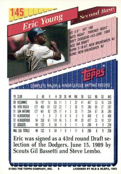 1993 Topps - Gold #145 Eric Young Back