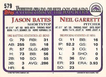 1993 Topps - Gold #579 Neil Garret / Jason Bates Back