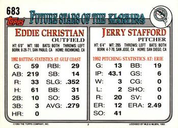 1993 Topps - Gold #683 Jerry Stafford / Eddie Christian Back