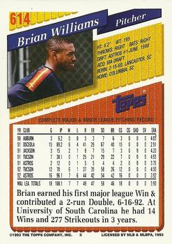 1993 Topps - Gold #614 Brian Williams Back