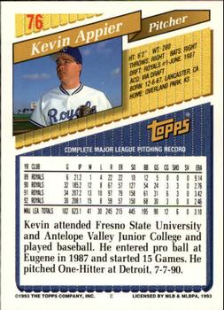 1993 Topps - Inaugural Marlins #76 Kevin Appier Back