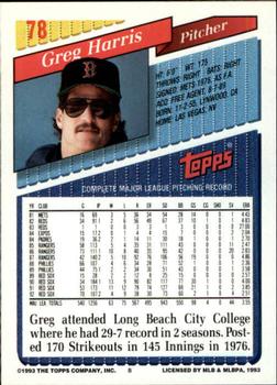 1993 Topps - Inaugural Marlins #78 Greg A. Harris Back