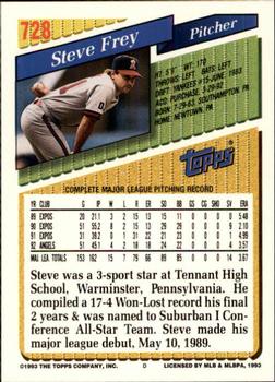 1993 Topps - Inaugural Marlins #728 Steve Frey Back
