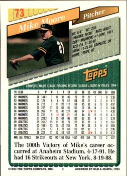 1993 Topps - Inaugural Rockies #73 Mike Moore Back