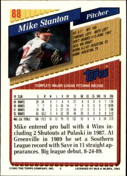 1993 Topps - Inaugural Rockies #88 Mike Stanton Back
