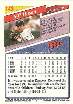 1993 Topps - Inaugural Rockies #143 Jeff Huson Back