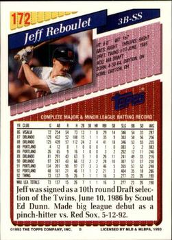 1993 Topps - Inaugural Rockies #172 Jeff Reboulet Back