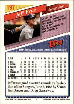 1993 Topps - Inaugural Rockies #197 Jeff Frye Back