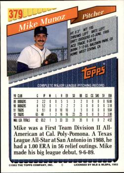 1993 Topps - Inaugural Rockies #379 Mike Munoz Back
