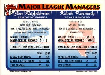 1993 Topps - Inaugural Rockies #513 Kevin Kennedy / Jim Riggleman Back