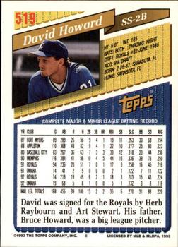 1993 Topps - Inaugural Rockies #519 David Howard Back