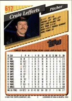 1993 Topps - Inaugural Rockies #617 Craig Lefferts Back