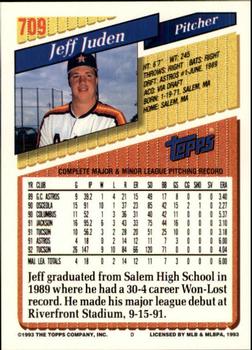 1993 Topps - Inaugural Rockies #709 Jeff Juden Back