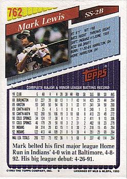 1993 Topps - Inaugural Rockies #762 Mark Lewis Back