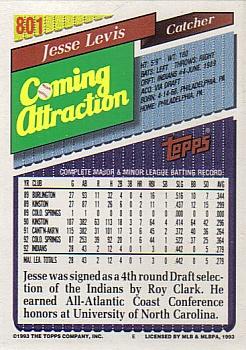 1993 Topps - Inaugural Rockies #801 Jesse Levis Back