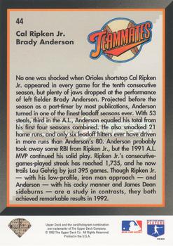1993 Upper Deck - Gold Hologram #44 Cal Ripken Jr. / Brady Anderson Back