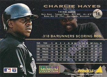 1994 Pinnacle - Museum Collection #14 Charlie Hayes Back