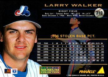 1994 Pinnacle - Museum Collection #310 Larry Walker Back