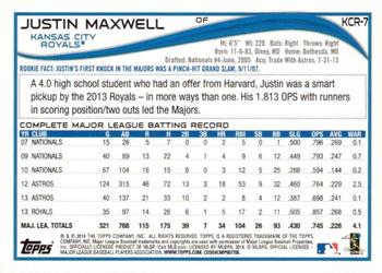 2014 Topps Kansas City Royals #KCR7 Justin Maxwell Back